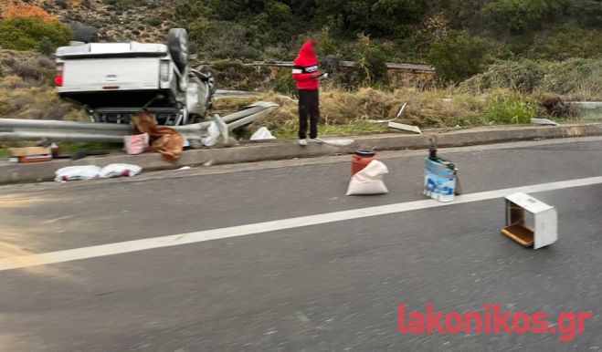 Ανατροπή οχήματος στην Ε.Ο. "Σπάρτης-Τρίπολης"