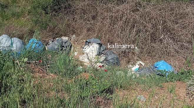 Καταγγελία αναγνώστριας: &quot;Πετάμε πλαστικές σακούλες απορριμμάτων δίπλα στη νέα εθνική οδό&quot; (εικόνες)